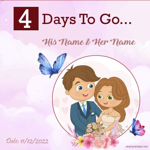 4 Four Days To Go Marriage Wedding Countdown Photo Frame Create Online