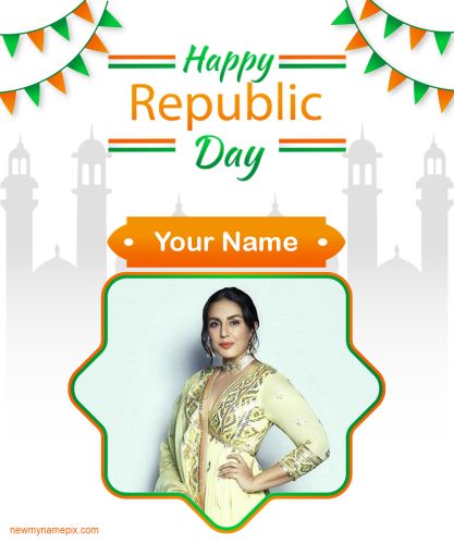 Custom Name With Photo Add Wishes Happy Republic Day 2023