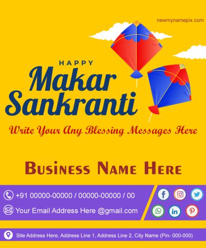 Happy Makar Sankranti Corporate Wishes With Name Editable Online