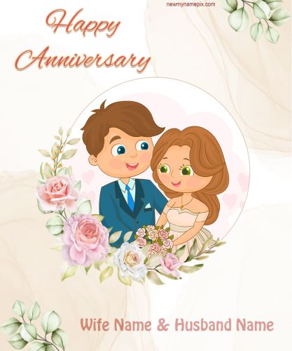 Anniversary Wishes Photo With Name Edit Greeting Card