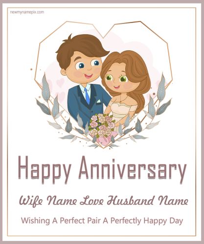 Happy Anniversary Photo Add Greeting Card Edit Couple Name Wishes