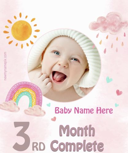 3 Month Complete Baby Celebration Photo Frame Create Online WhatsApp Status