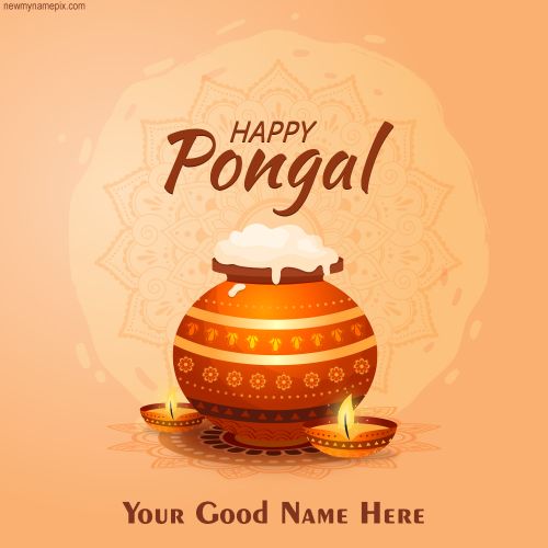 Happy Pongal Wishes Greeting Card Easily Create Your Name
