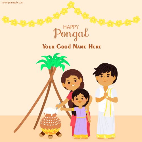 Pongal Wishes Greeting Images Online Editable Your Name