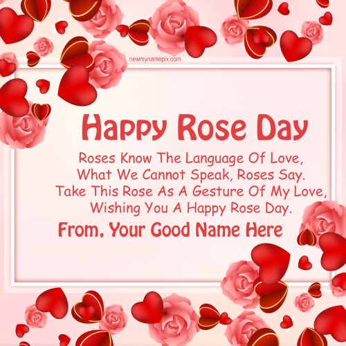 Write Your Name On 2023 Happy Rose Day Greeting Card Images