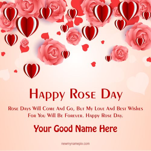 Rose Day Greeting Card Create Customized Name Wishes Free Editing