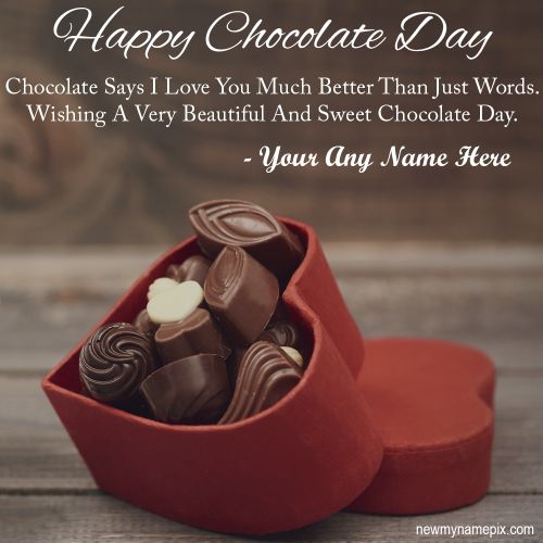 Happy Chocolate Day Greeting Card Wishes For Girlfriend Name