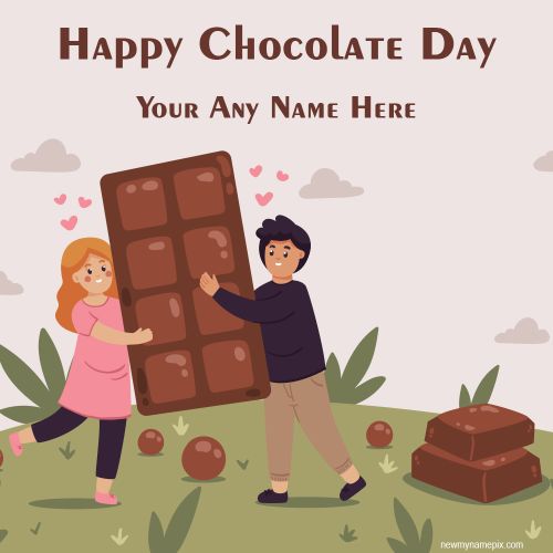 Make Your Name On Happy Chocolate Day Wishes Images