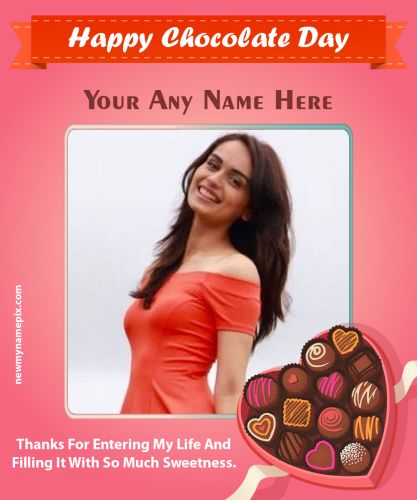 Write Name With Photo Frame 2023 Chocolate Day Greeting Card Edit