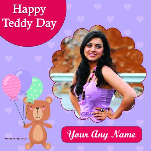 Latest 2023 Teddy Bear Day Wishes For Girlfriend Name And Photo Frame