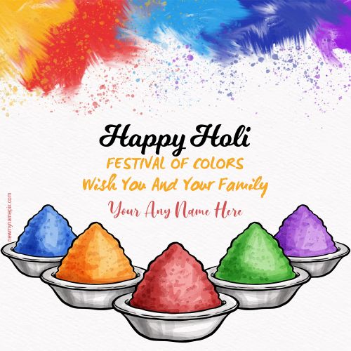 2024 Special Name Writing Happy Holi Wishes Card Sending Online