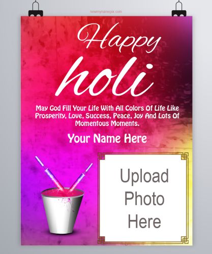 Happy Holi Wishes With Name And Photo Add Greeting Card Edit
