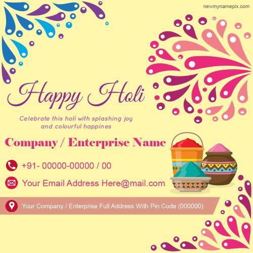 Happy Holi Corporate Card Create Online Free Download Easily