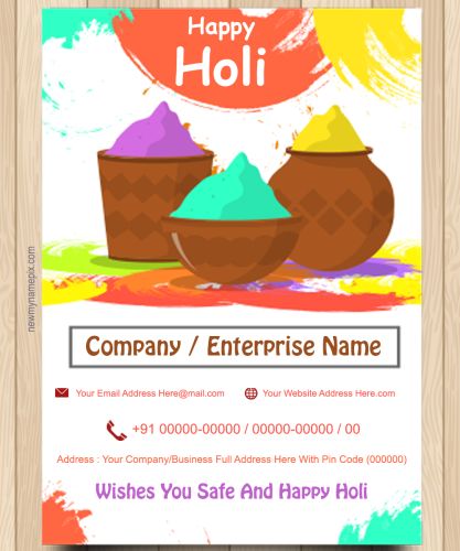 Edit Company Name Happy Holi Wishes Greeting Images Free Create
