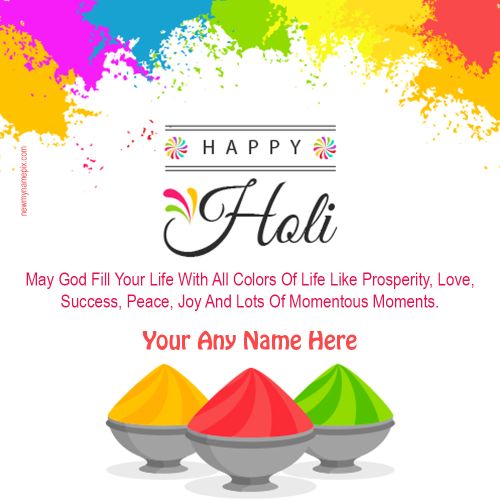 2023 Write Name On Happy Holi Color Greeting Photo Making