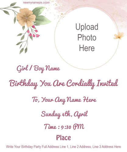 Happy Birthday Photo Add Invitation Images Create Customized