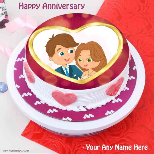 Anniversary Cake with Photo Wishes Template Editor