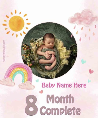 8 Months Celebration Baby Girl / Boy Name With Photo Frame