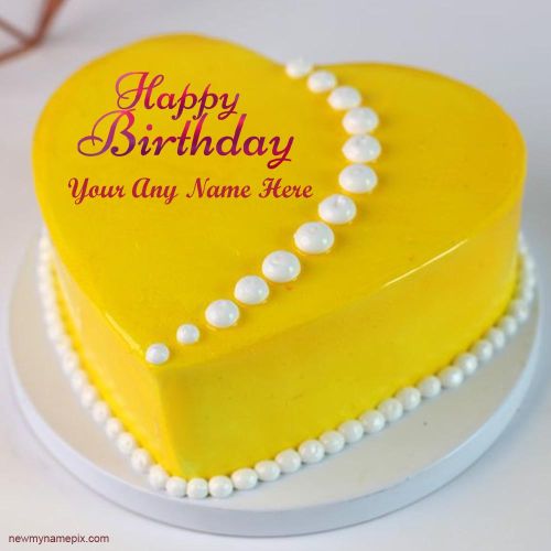 Yellow Birthday Cake Wishes With Name Images Create Online Free