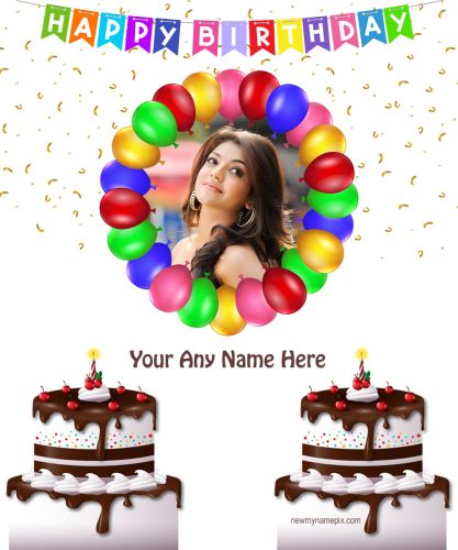 Birthday Wishes Photo Balloons Frame With Name Write Cake Create