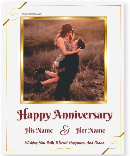 Anniversary Photo Frame Wishes With Name Card Create