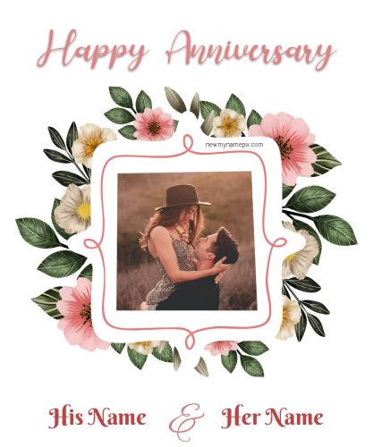 Happy Anniversary Photo With Name Wishes Card Edit Free