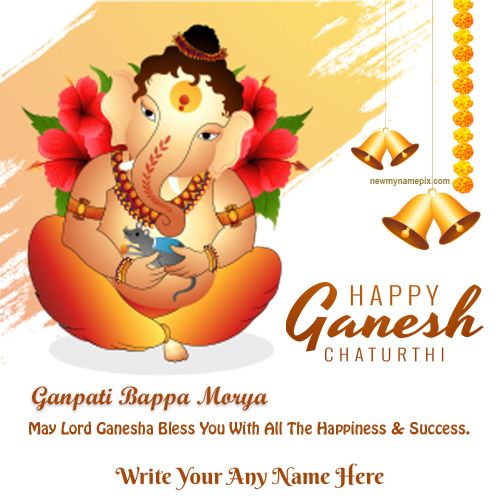 Happy Ganesh Chaturthi Greeting Card Edit Custom Name Wishes 2023 Best