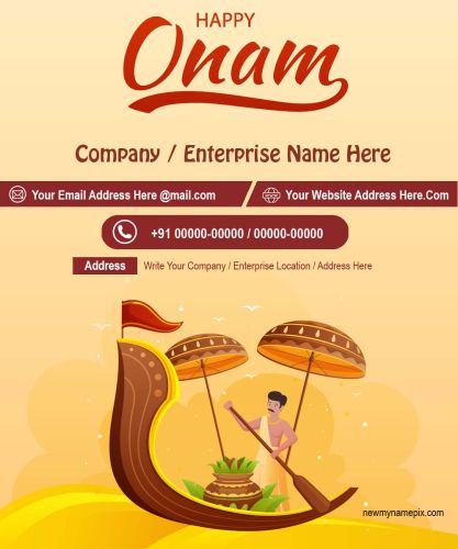 Create Custom Edit Happy Onam Company Name Wishes Card