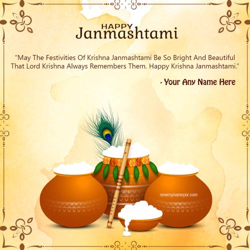 Lord Krishna Happy Janmashtami Celebration Greeting Pictures Editing Online