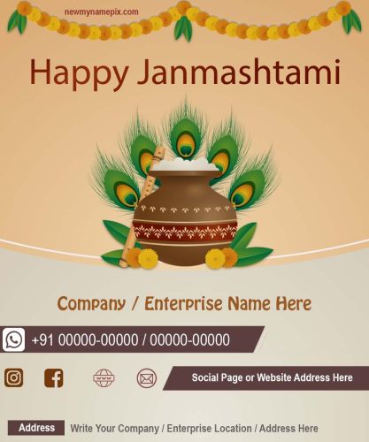 2023 Edit Custom Company Name Festival Janmashtami Wishes Images