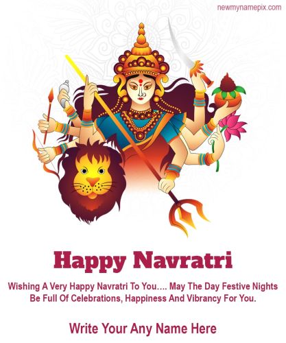 Happy Navratri Greeting With Name Wishes Card Maker 2023