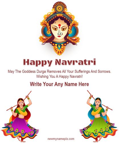 Navratri Festival Message Card Maker Online Editor Free