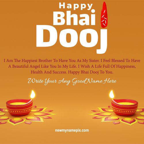 Happy Bhai Dooj Greeting Card Edit Free Custom Name Wishes 2023