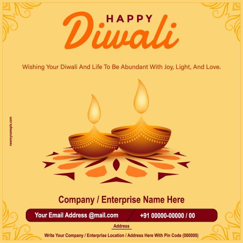 Festival Happy Diwali Enterprise Name Writing Card 2023
