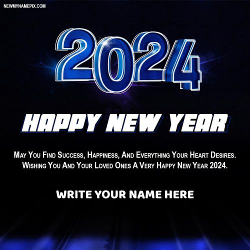 3D Happy New Year 2024 Design Template Edit Name Wishes Images