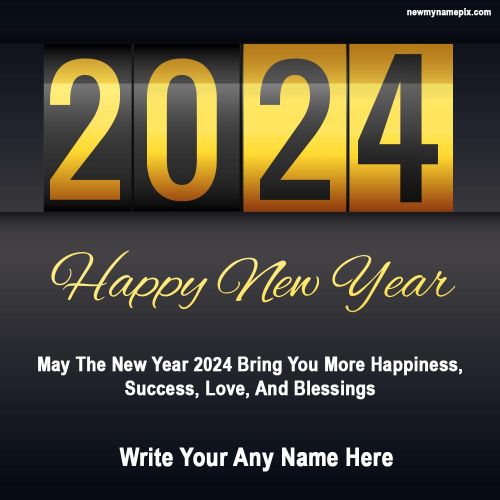 2024 Happy New Year Greeting Card Edit Your Custom Name Write