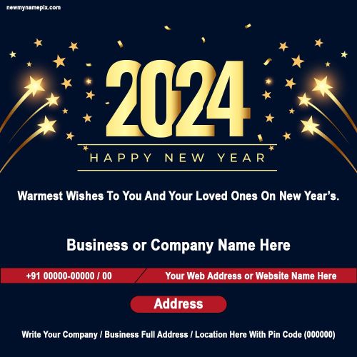2024 New Year Business Wishes Card Online Create Free Download