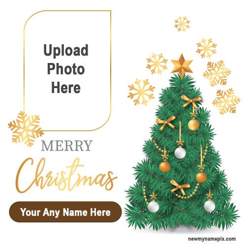 Beautiful Realistic Christmas Tree With Custom Name And Photo Wishes