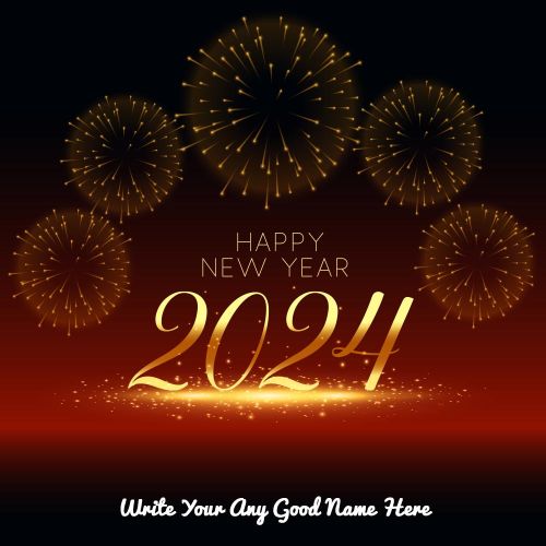 Amazing Fireworks New Year 2024 Wishes Images With Name Card