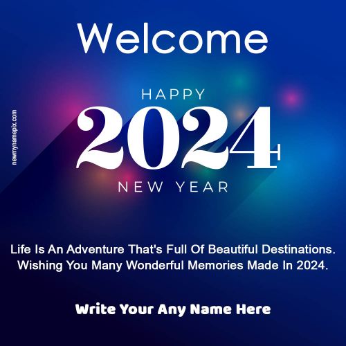 Create Online Welcome New Year 2024 Best Template Edit Name Greeting Card