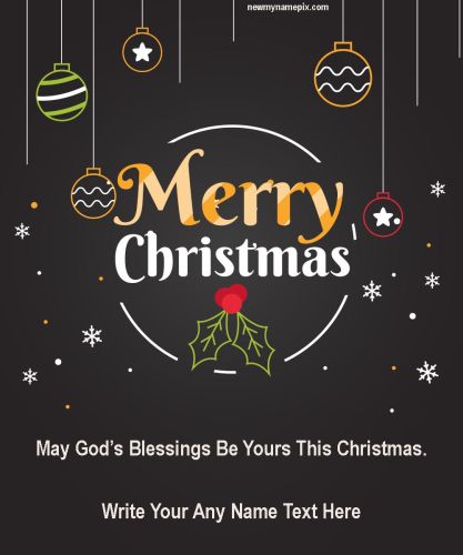 Christmas Outline Style Greeting With Name Card Edit Free