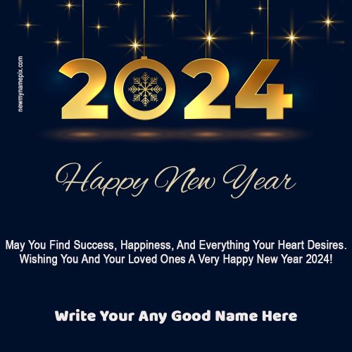Golden Snowflake 2024 New Year Wishes Quotes Pictures Create Your Name
