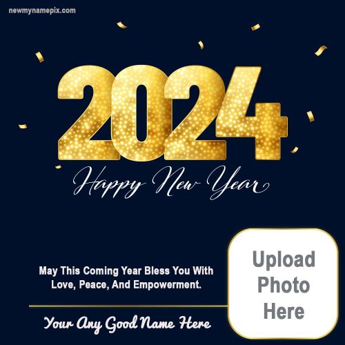 Sparkling Happy New Year 2024 Photo Upload Frame Create Greeting Card Free