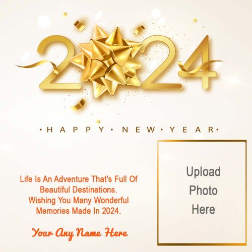 Welcome 2024 New Year Photo Frame Create Online Card Edit Name