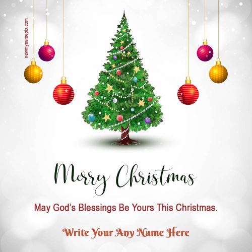Merry Christmas Beautiful Tree Wishes Photo Edit Customize Name