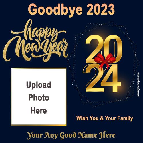 Bye Bye 2023 Beautiful Photo Frame New Year 2024 Celebration Card Maker