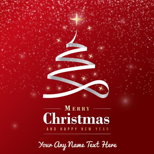 Name Wishes Beautiful Merry Christmas With Silver Ribbon Images