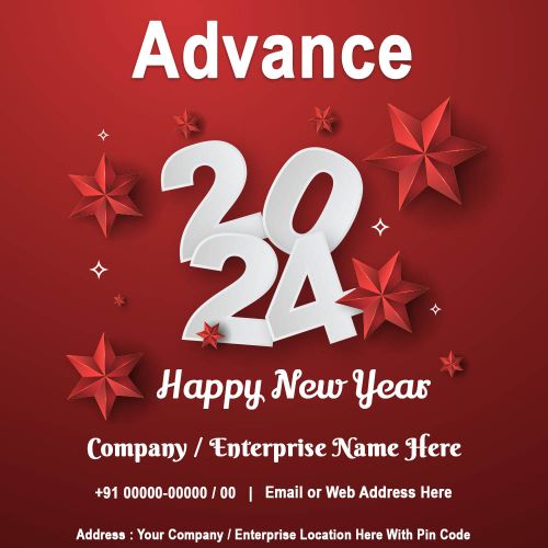 Advance Happy New Year 2024 Wishes For Corporate Name With Details Card