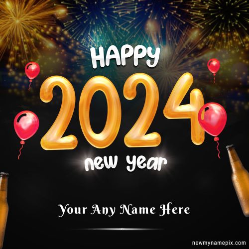Digital Name Printable New Year 2024 Unique Greeting Card Maker Option