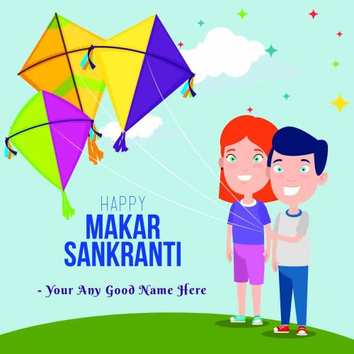 Makar Sankranti Wishes With Name Edit Card Create 2024
